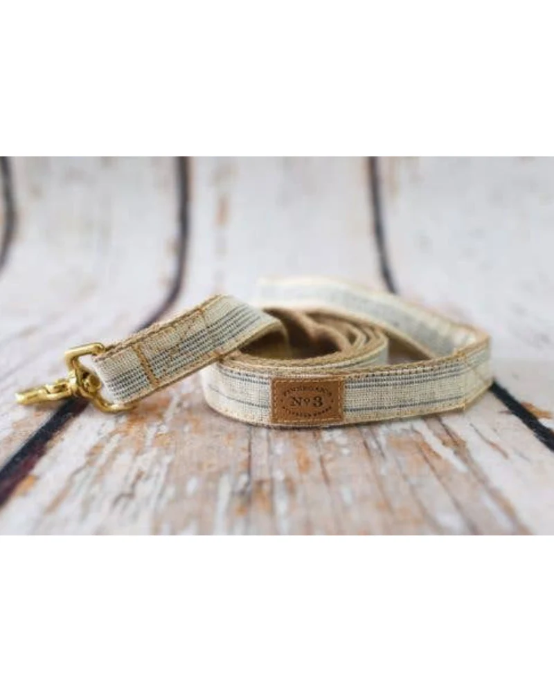 Cream & Navy Seed Sack Dog Lead (Made in the USA) - Image 2