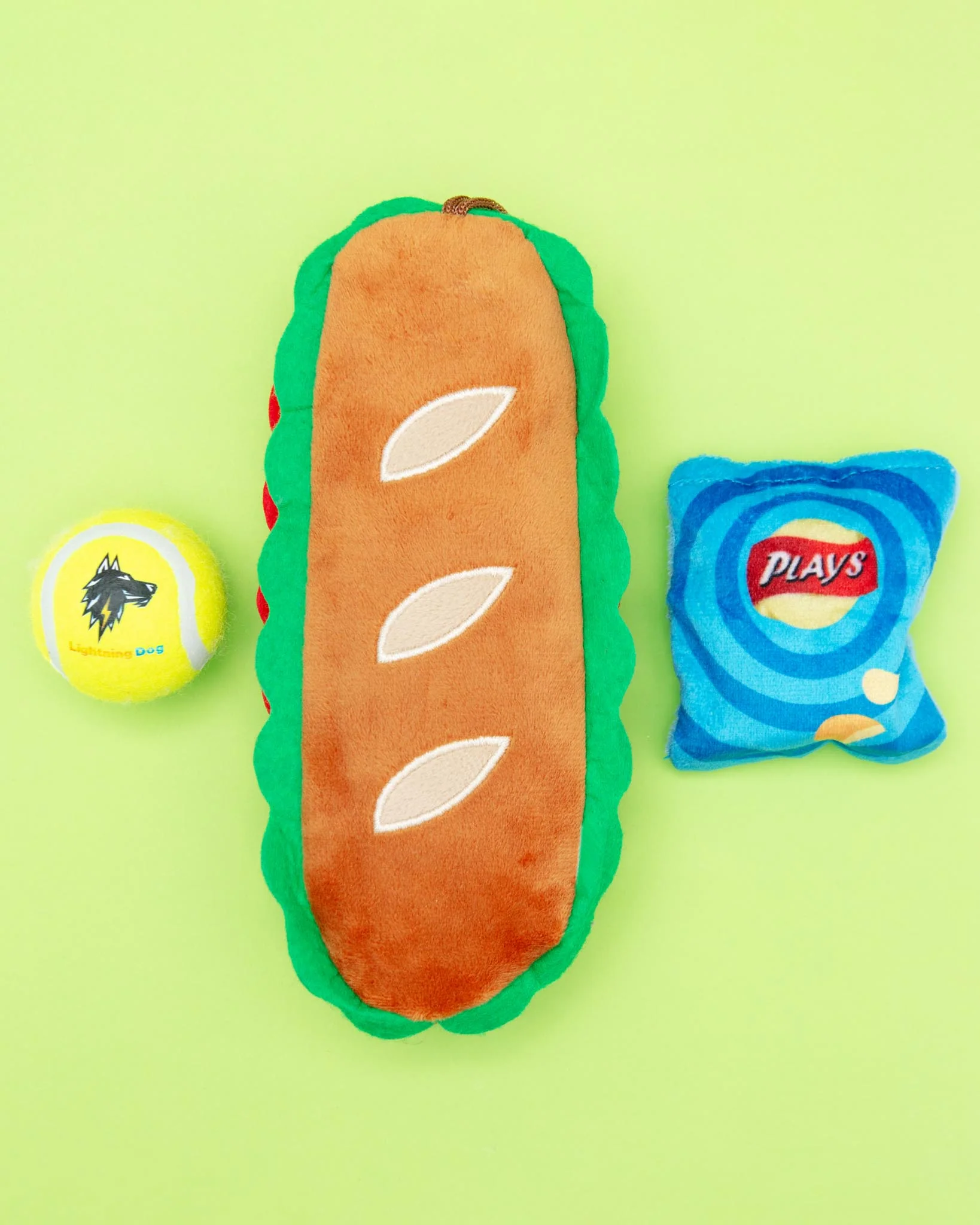 3-in-1 Sandwich Plush + Tennis Ball Dog Toy - Image 2