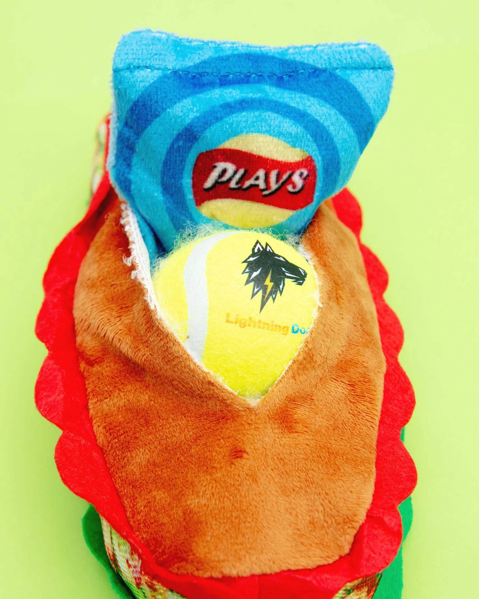 3-in-1 Sandwich Plush + Tennis Ball Dog Toy - Image 3