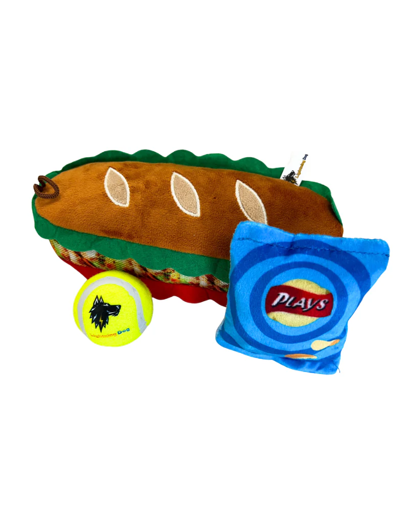 3-in-1 Sandwich Plush + Tennis Ball Dog Toy - Image 5