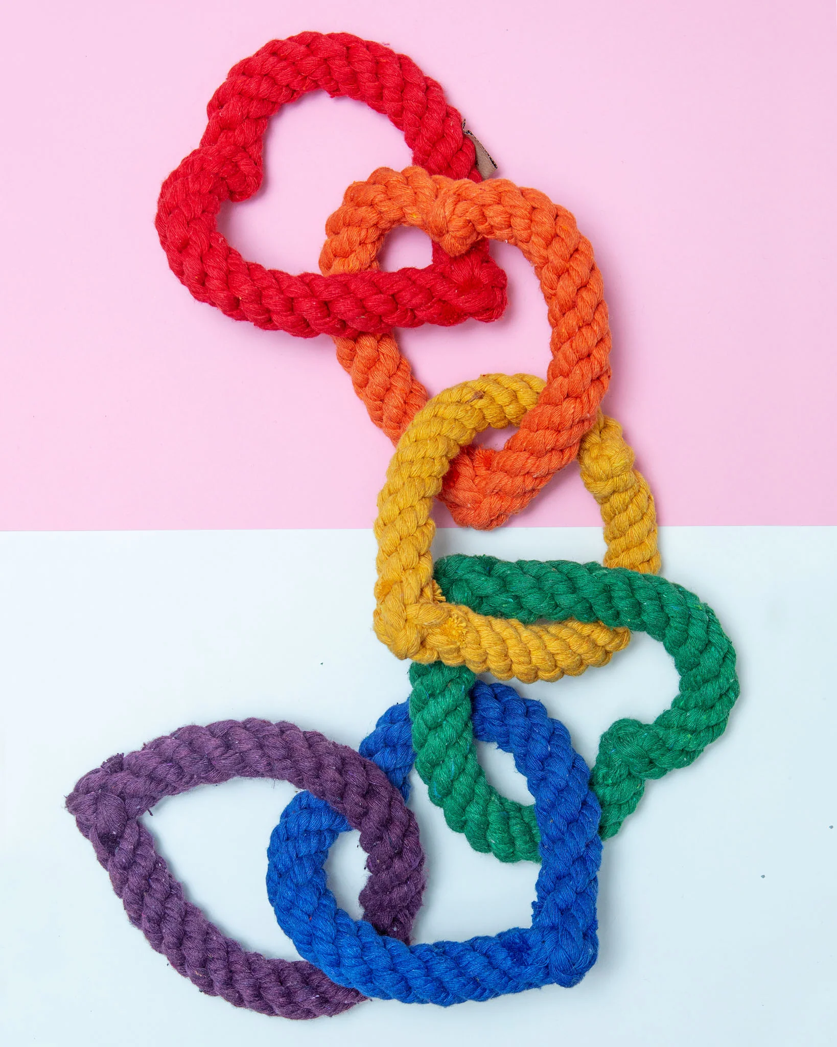 6 Chain Heart Rope Dog Toy in Rainbow - Image 2
