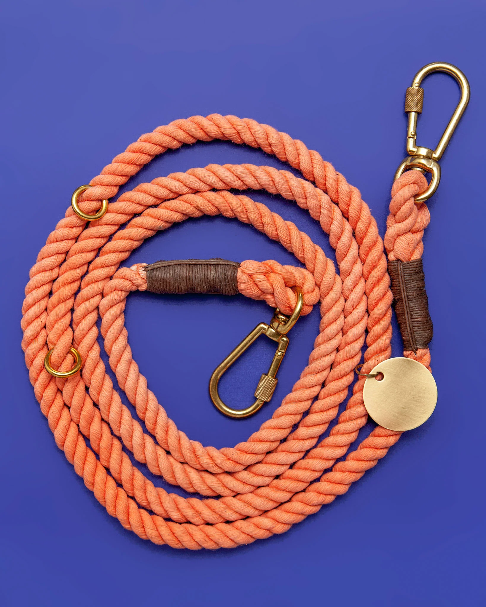 Adjustable Rope Lead in Peach (Made in the USA)