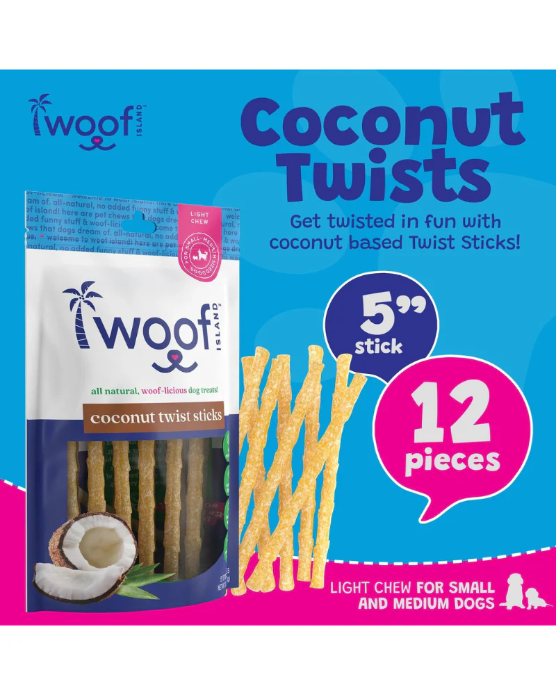 All Natural Coconut Dog Twist Sticks Treat (12-Pack) - Image 6