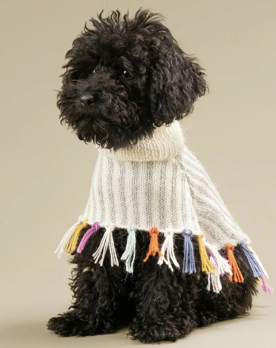 Rainbow Knit Alpaca Dog Poncho << FINAL SALE >>