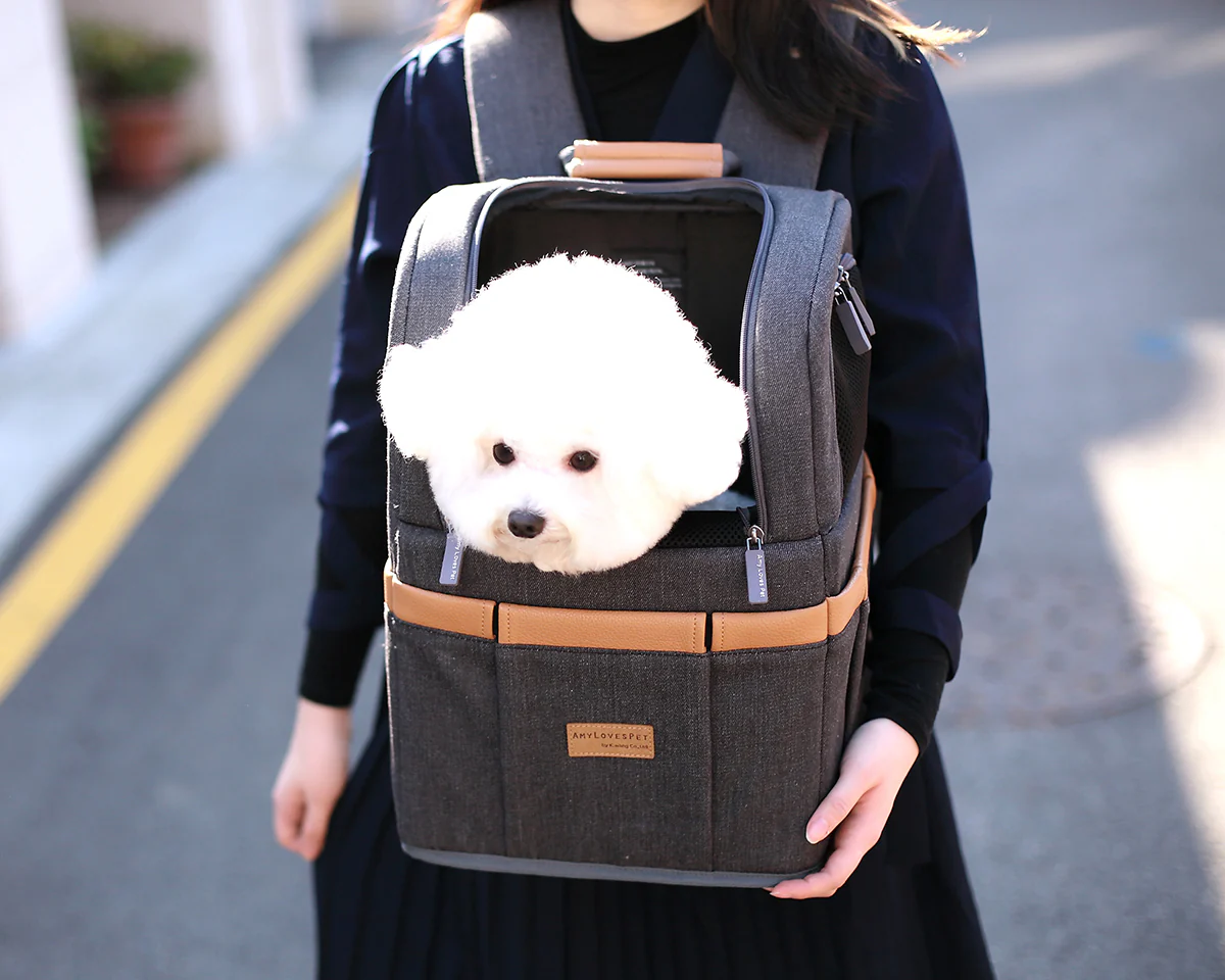 AMY LOVES PET | Front Door Carrier in Denim Grey - Image 5