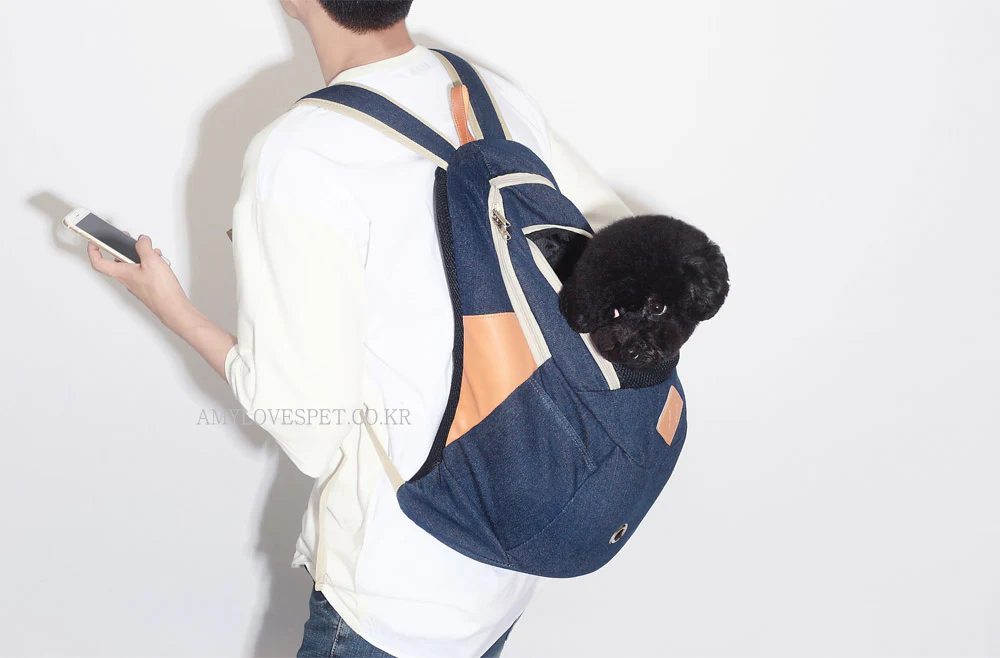 AMY LOVES PET | Front or Back Pack Carrier in Denim - Image 3