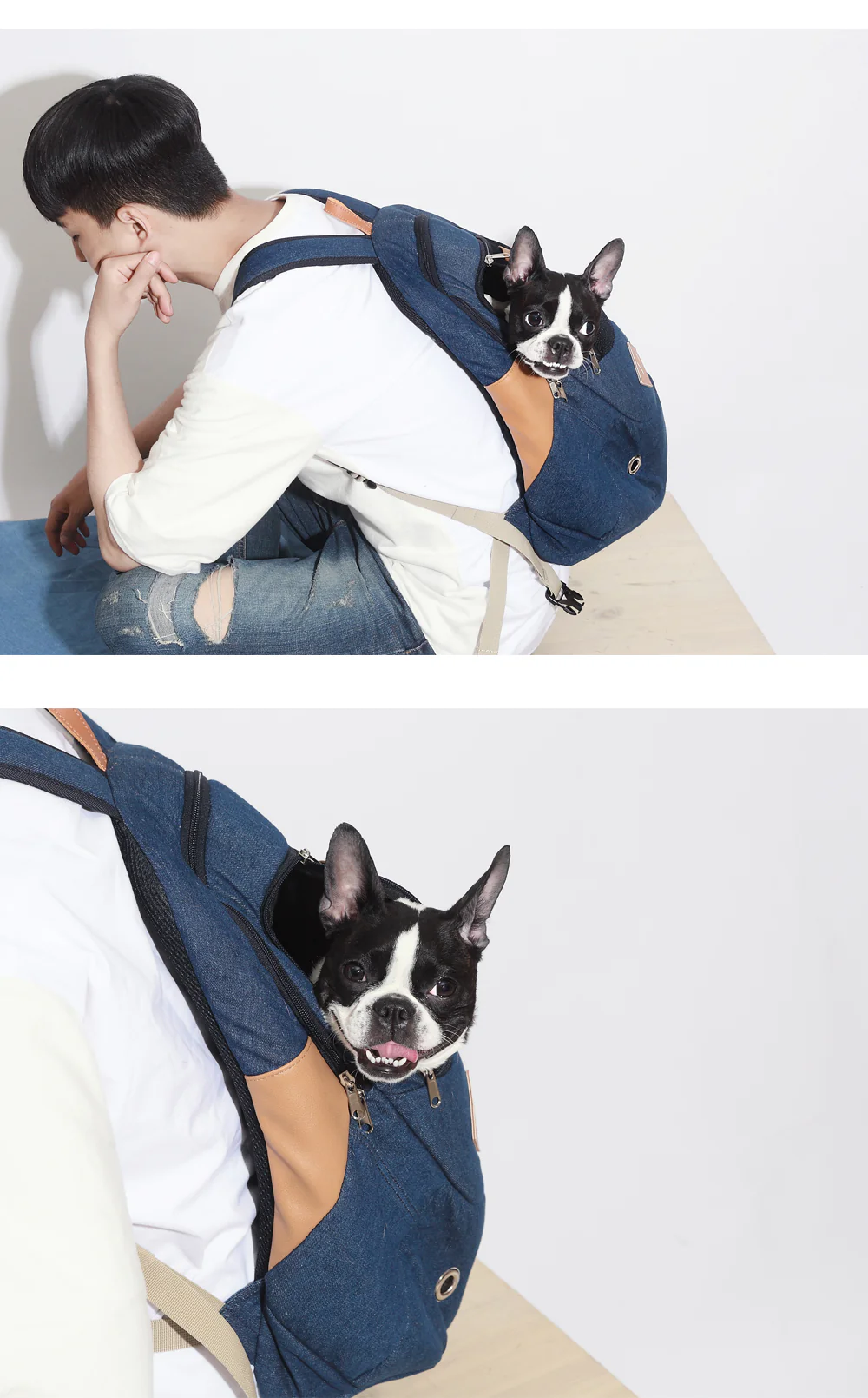 AMY LOVES PET | Front or Back Pack Carrier in Denim - Image 5