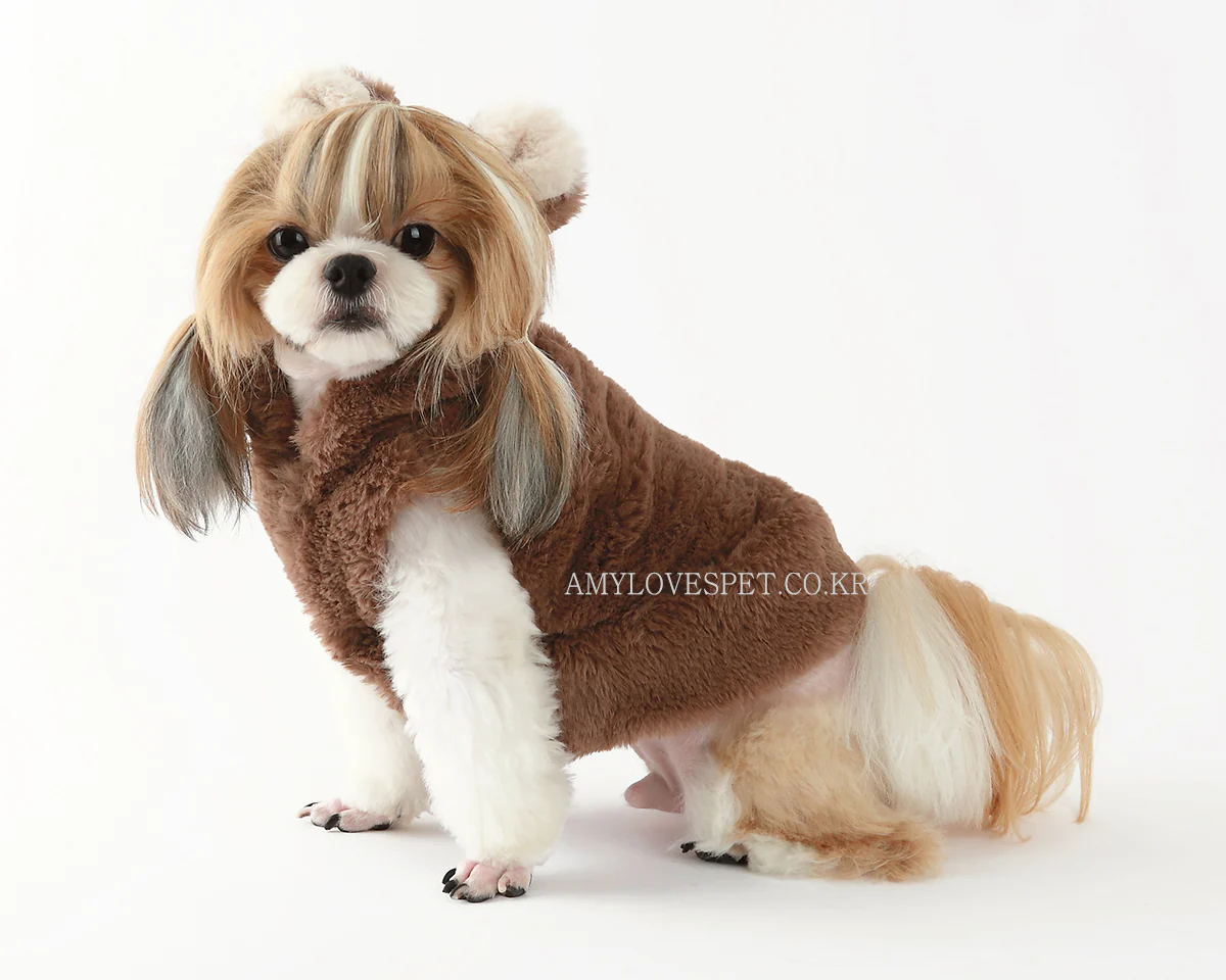 AMY LOVES PET | Furry Brown Bear Hoodie - Image 9