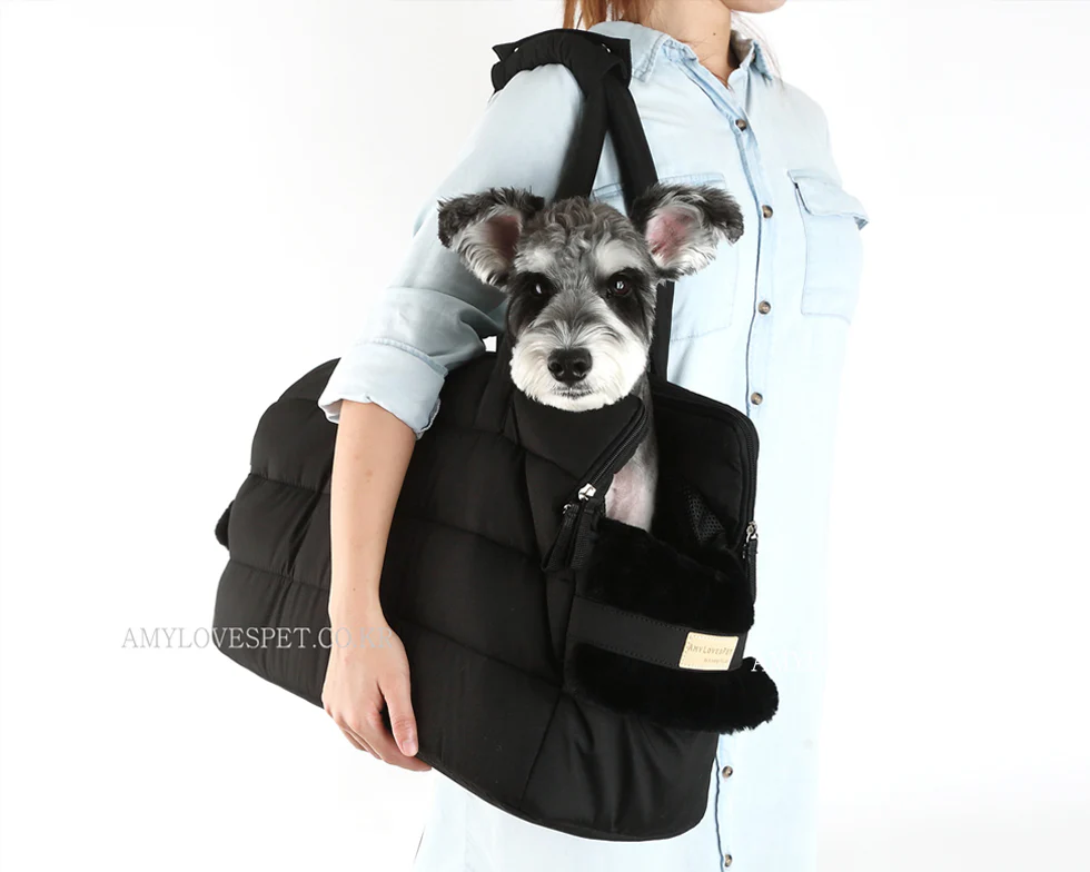AMY LOVES PET | Rene Padded Shoulder Bag in Black - Image 3