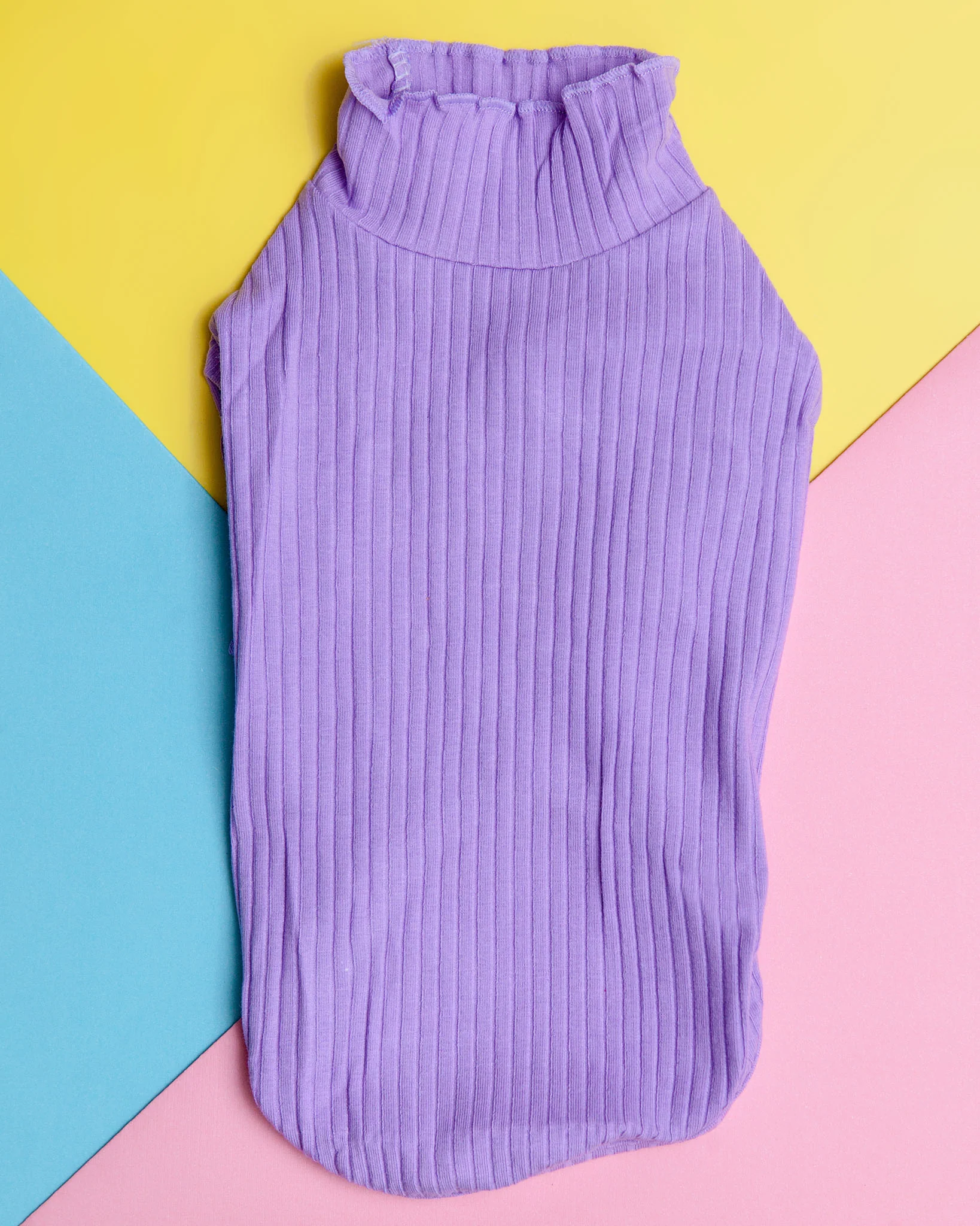 Ruffle Cuff Ribbed Dog Turtleneck in Lilac
