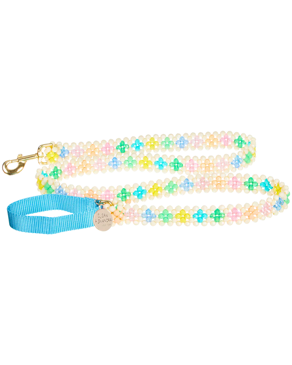 Beaded Dog Leash in Broadway Blue (Made in the USA)