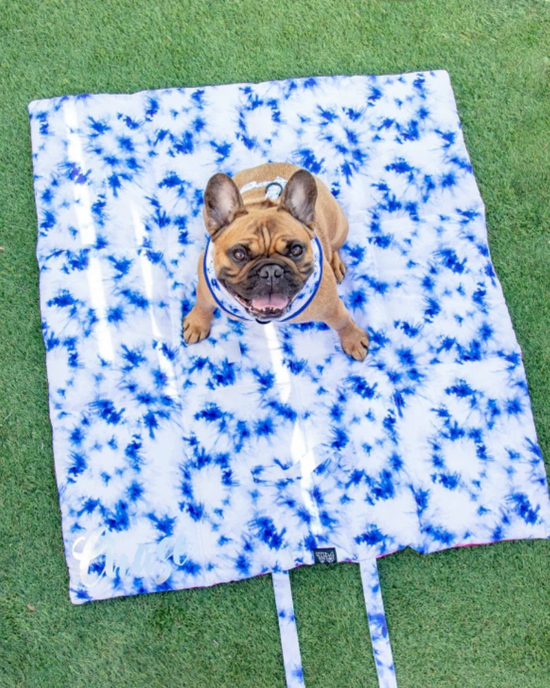 On-The-Go Pet Mat in Indigo & Neon Pink Tie-Dye (FINAL SALE) - Image 4