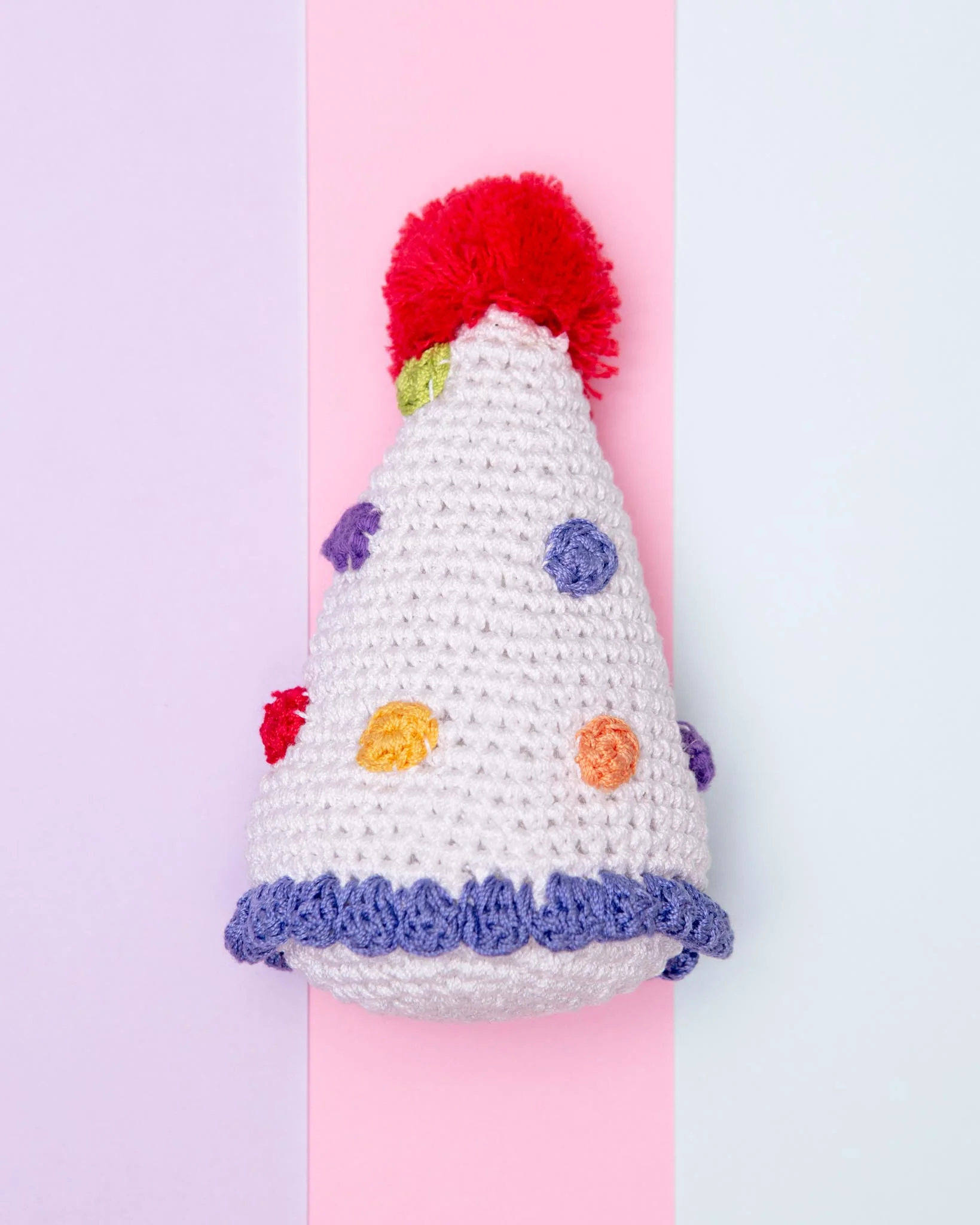 Birthday Hat Knit Organic Cotton Dog Toy - Image 2