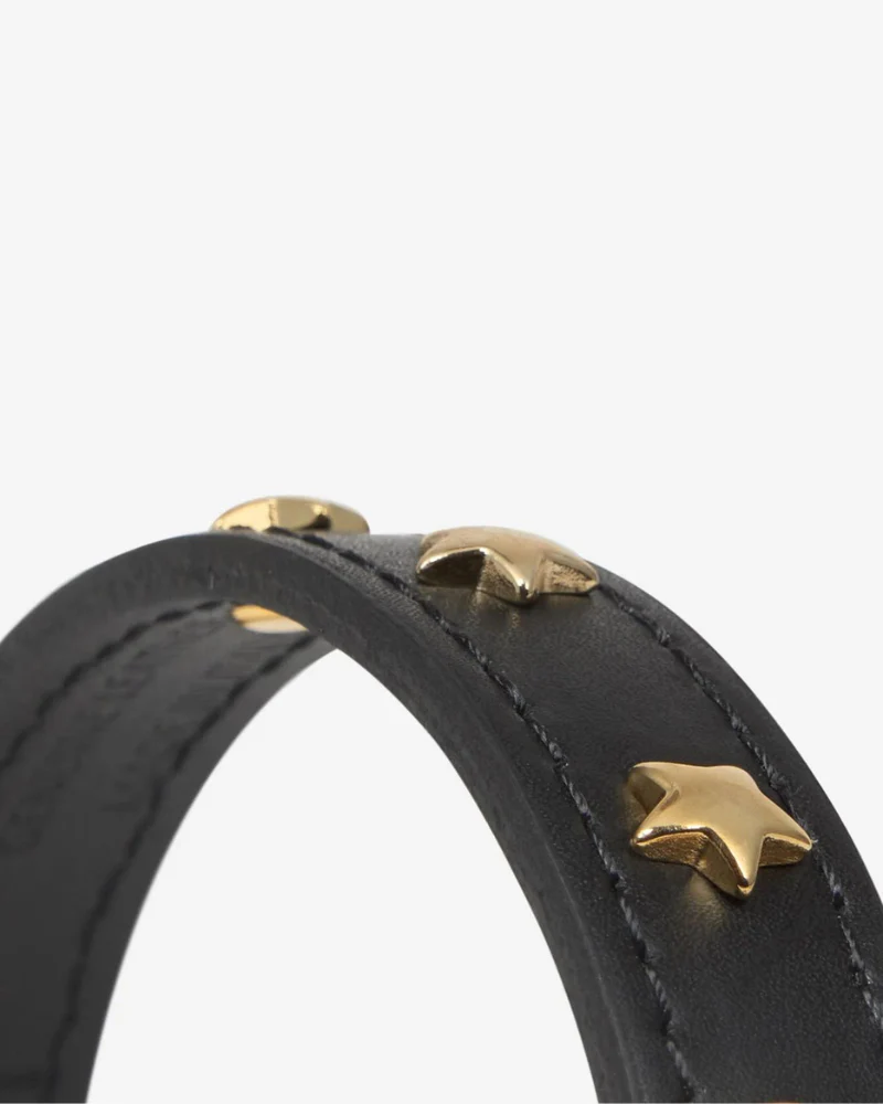 Black Nara Leather Dog Collar with Brass Stars (Made in Italy) (FINAL SALE) - Image 6