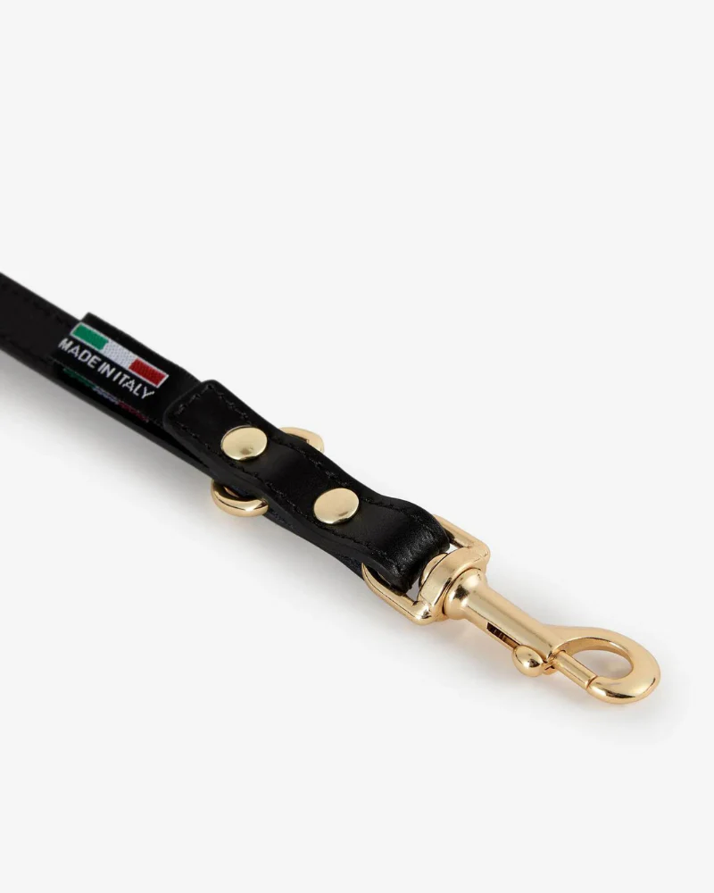 Black Nara Leather Dog Leash with Brass Hardware (Made in Italy) (FINAL SALE) - Image 4