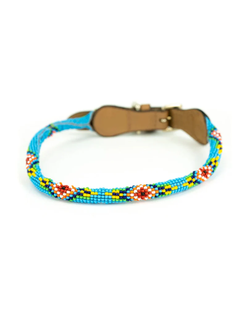 Blue Vogue Beaded Dog Collar (Rolled or Flat)