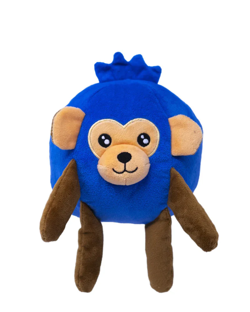Blueberry Monkey Squeaky Plush Dog Toy - Image 3