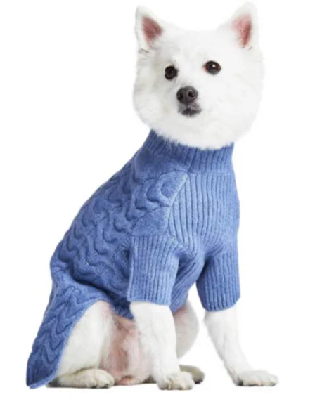 Fuzzy Knit Dog Turtleneck Sweater in Moonstone Blue << CLEARANCE >> - Image 4