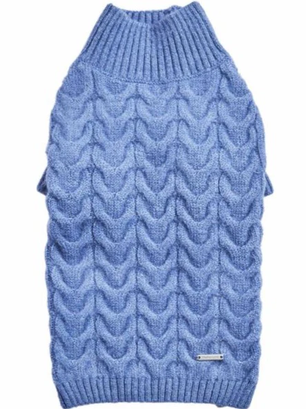 Fuzzy Knit Dog Turtleneck Sweater in Moonstone Blue << CLEARANCE >> - Image 5