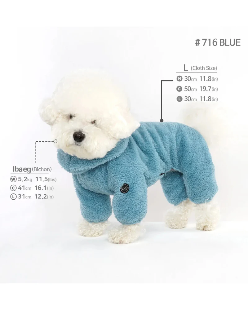 Boa Fleece Onesie for Dogs - Regular Fit (in Blue, Pink, Brown Ivory, or Grey) (FINAL SALE) - Image 19