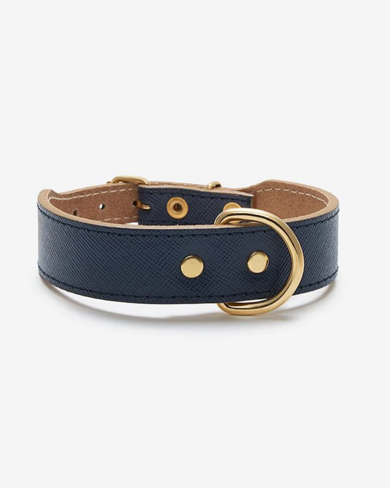 Moni Dog Collar in Navy Leather (Made in Italy) (FINAL SALE) - Image 3