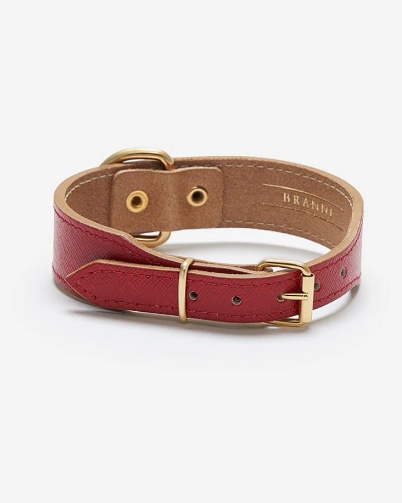 Moni Dog Collar in Red Leather (Made in Italy) (FINAL SALE) - Image 6