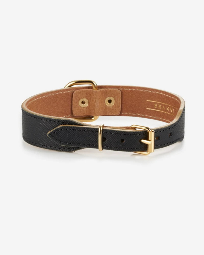 Moni Dog Collar in Black Leather (Made in Italy) (Wide) - Image 4