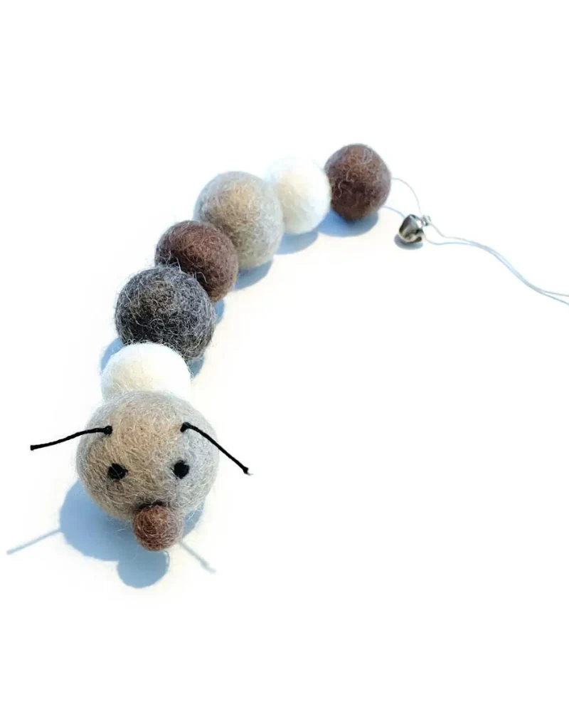 Brownie the Caterpillar Natural Wool Cat Toy