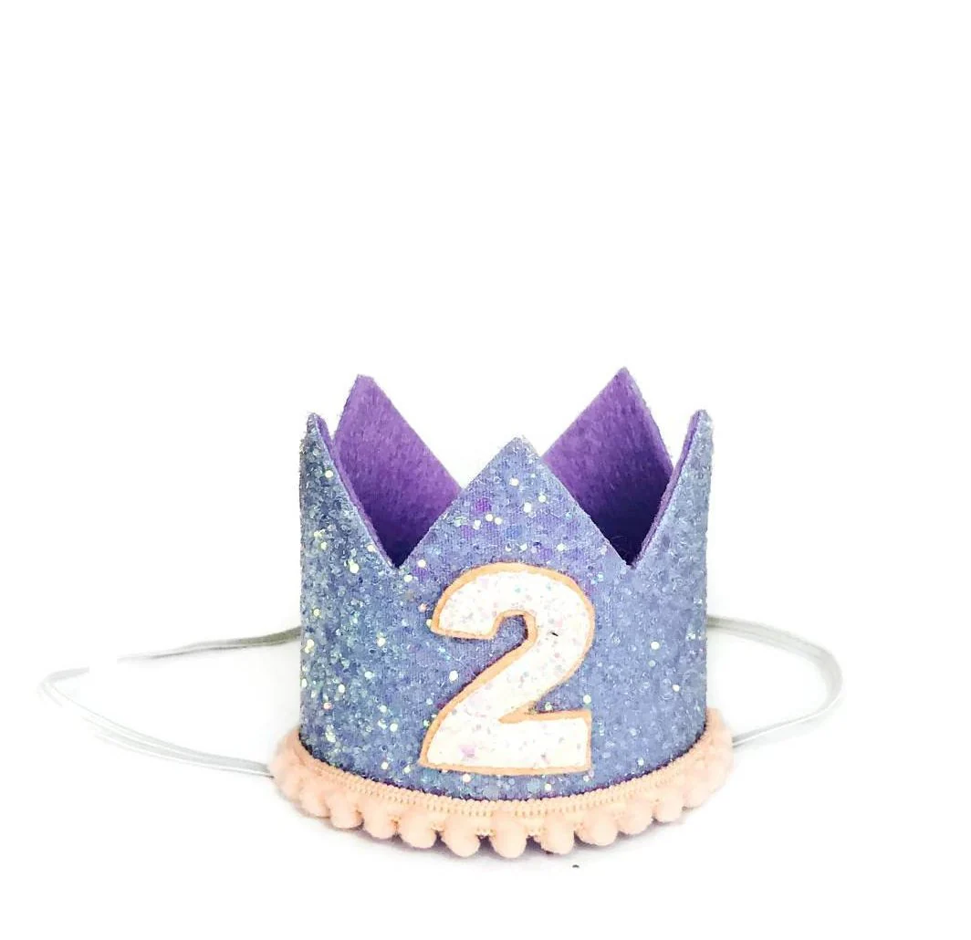 BUSTER'S PARTY SHOP | Lilac Glitter Crown with Peach Trim