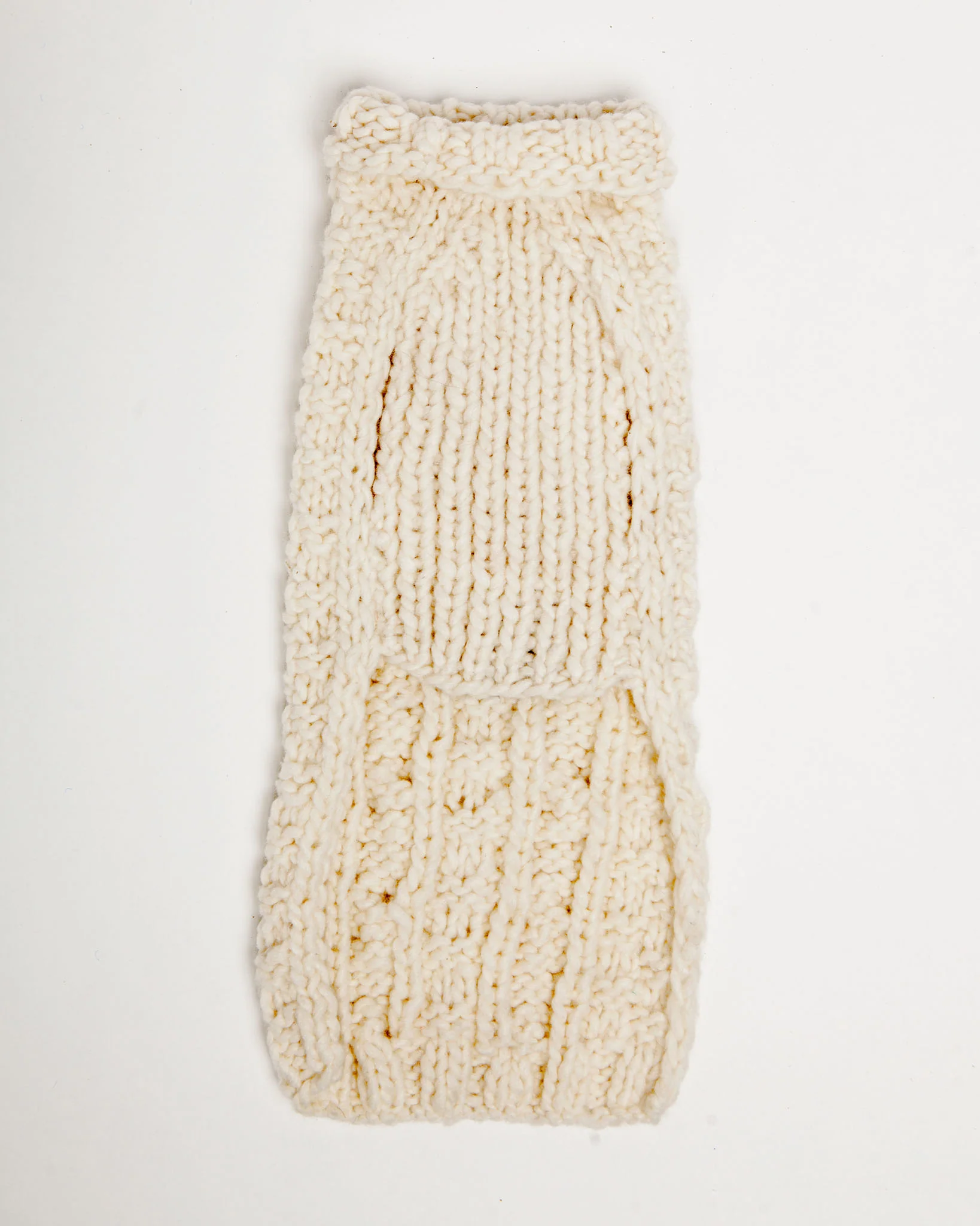 Cable Knit Wool Dog Sweater in Natural - Image 4