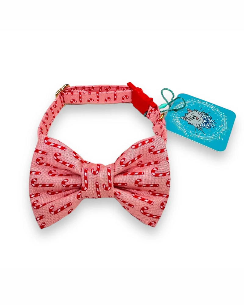 Candy Cane Cat Collar and Bowtie Set </br> (Made in the USA)