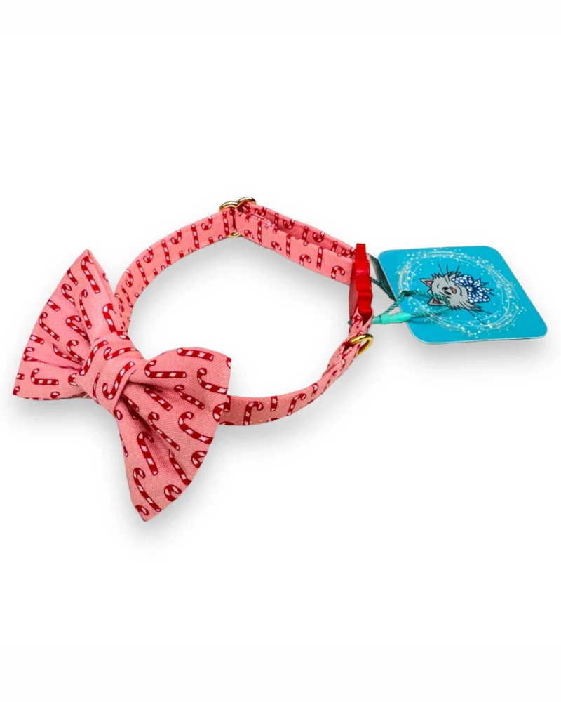 Candy Cane Cat Collar and Bowtie Set </br> (Made in the USA) - Image 2