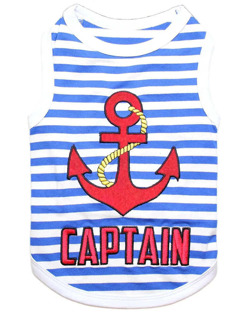 Captain Dog Tank Top in Blue & White Stripe (FINAL SALE) - Image 5