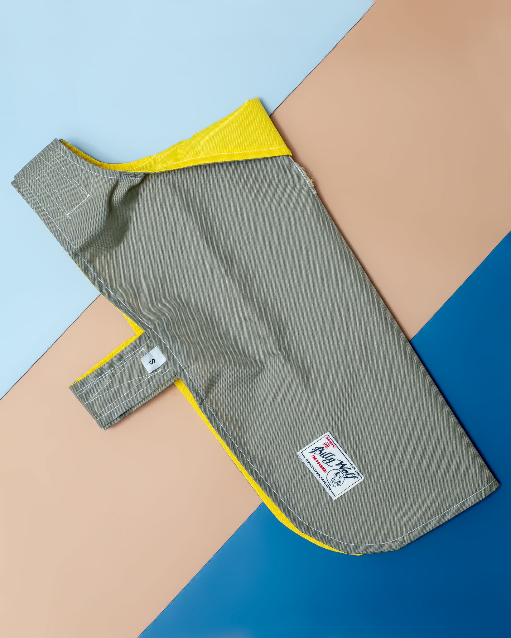 Carson Reversible Dog Raincoat in Khaki & Yellow (Made in the USA) << FINAL SALE >> - Image 3