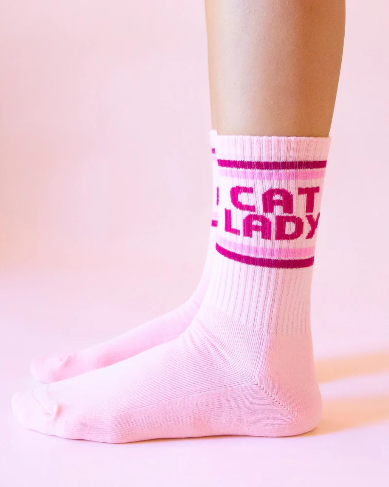 Cat Lady Striped Ribbed Crew Socks - Image 2