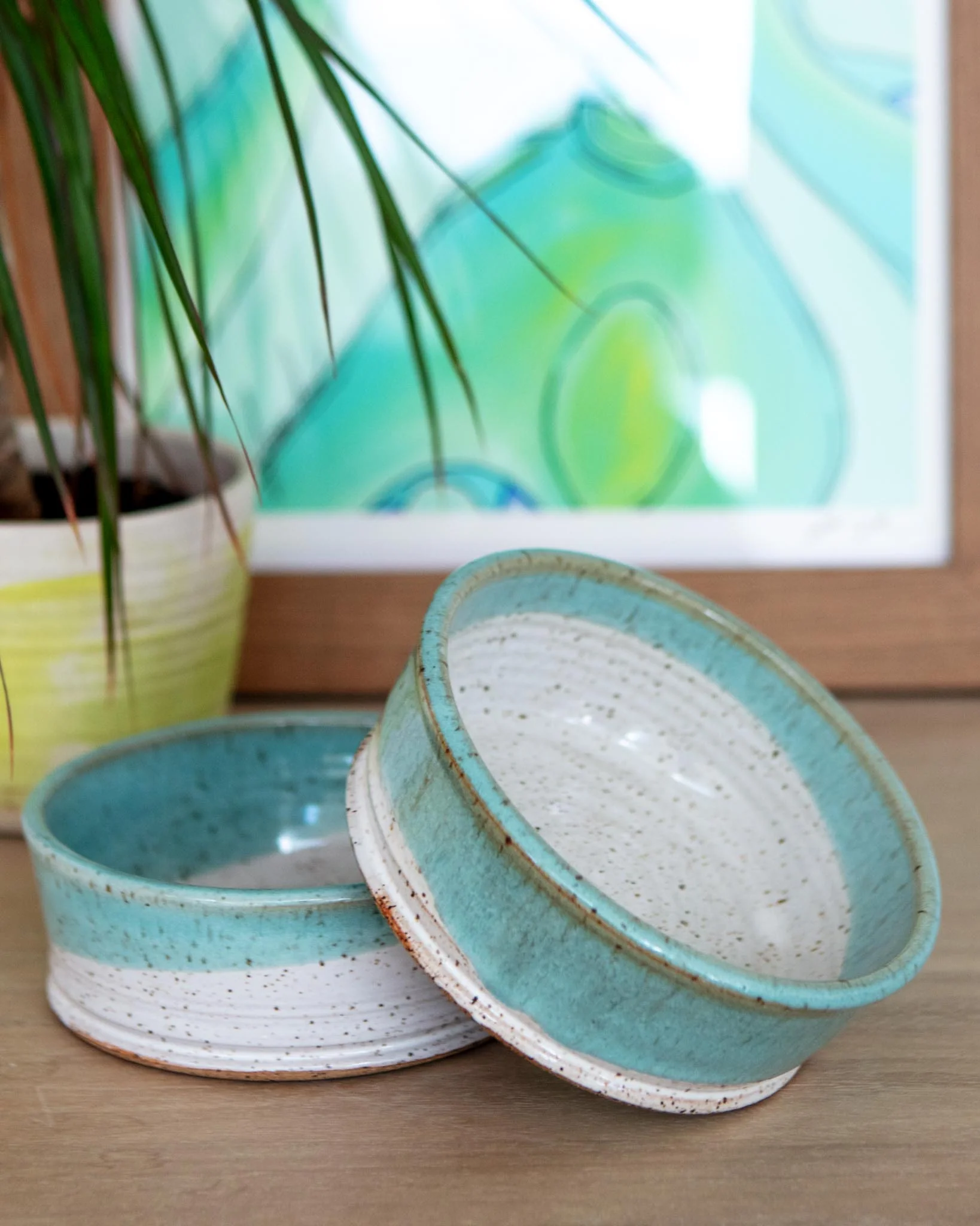 Ceramic Jade Dog Bowl (Made in the USA) (FINAL SALE)
