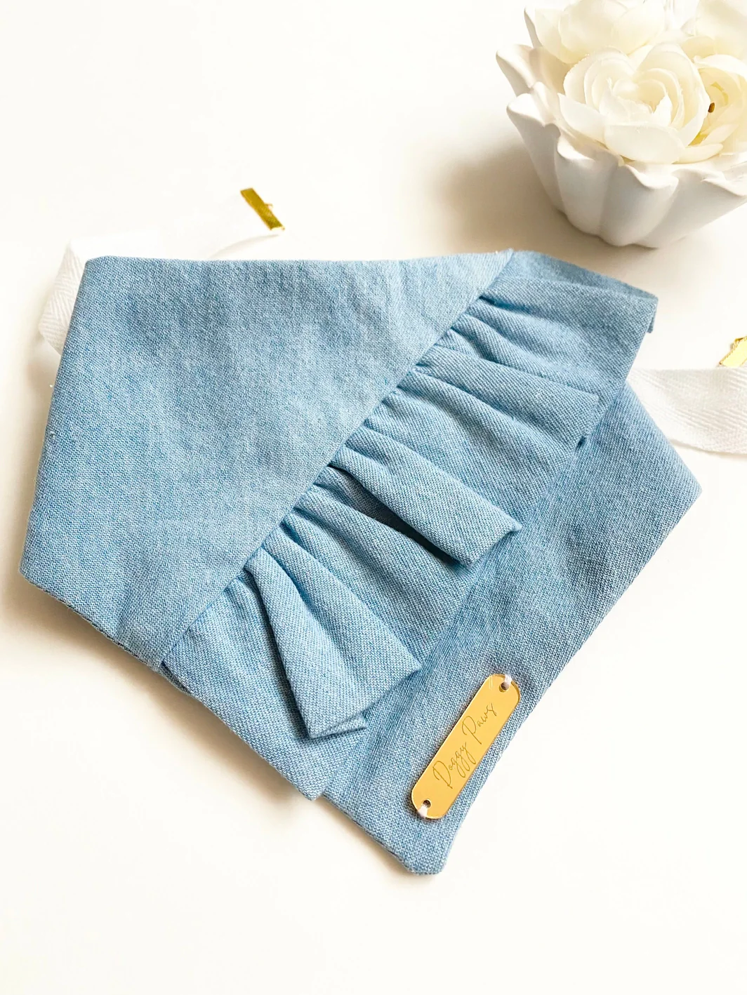 Chambray Ruffle Bandana for Dogs (Made in the USA) (FINAL SALE) - Image 3