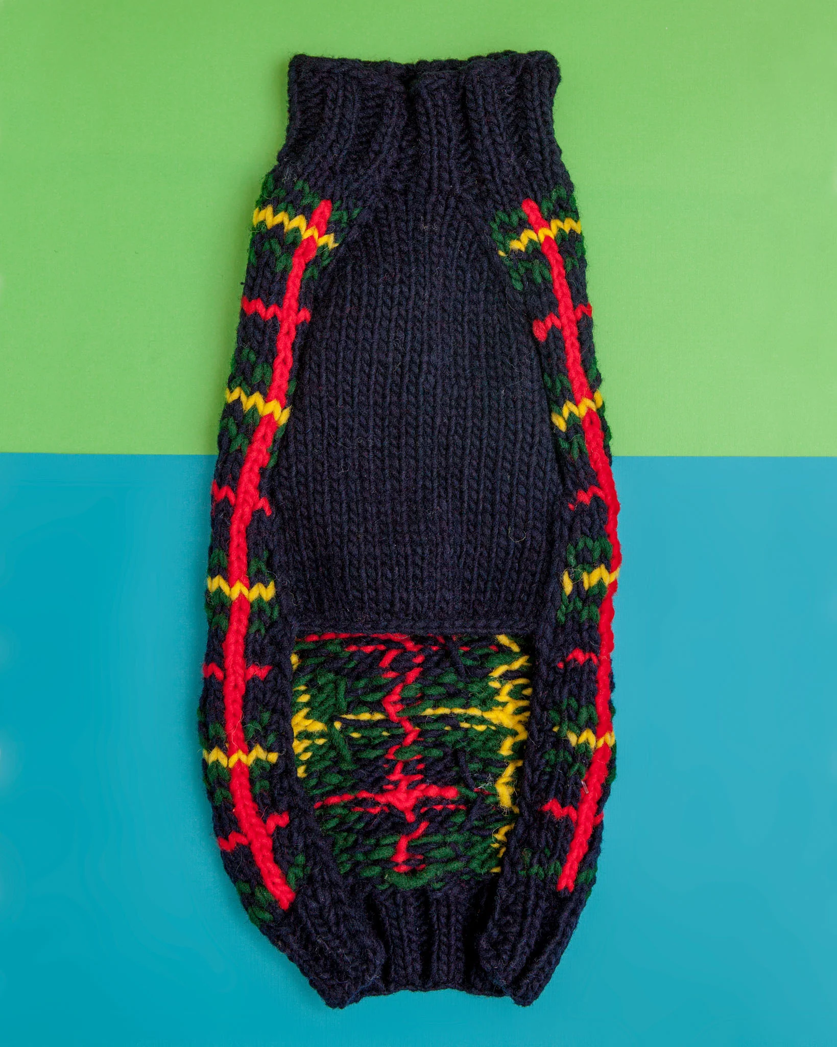 Navy Tartan Plaid Wool Knit Dog Sweater (FINAL SALE) - Image 2