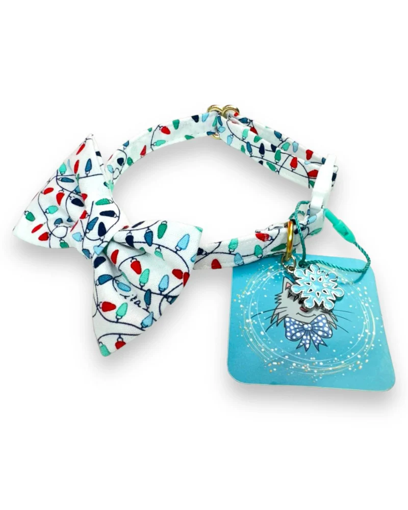 Christmas Lights Cat Collar and Bowtie Set </br> (Made in the USA) - Image 2