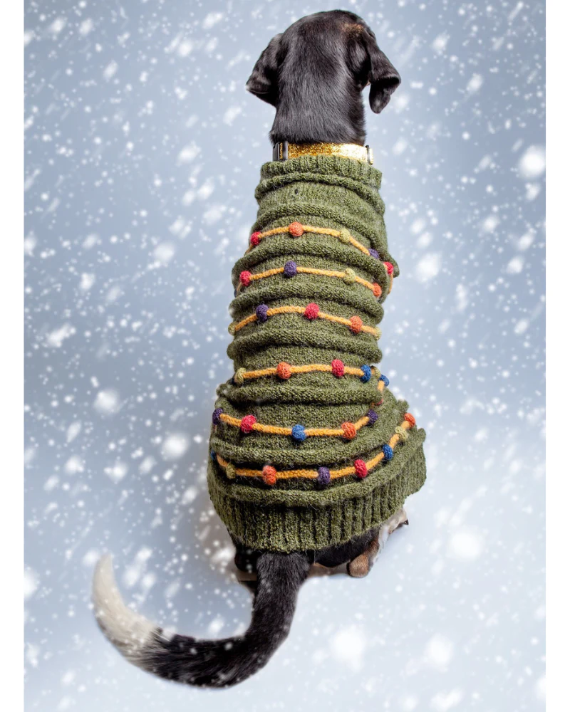 Christmas Tree Hand Knit Dog Sweater - Image 3