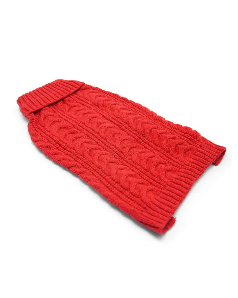 Classic Cable Dog Turtleneck Sweater in Red (FINAL SALE) - Image 6