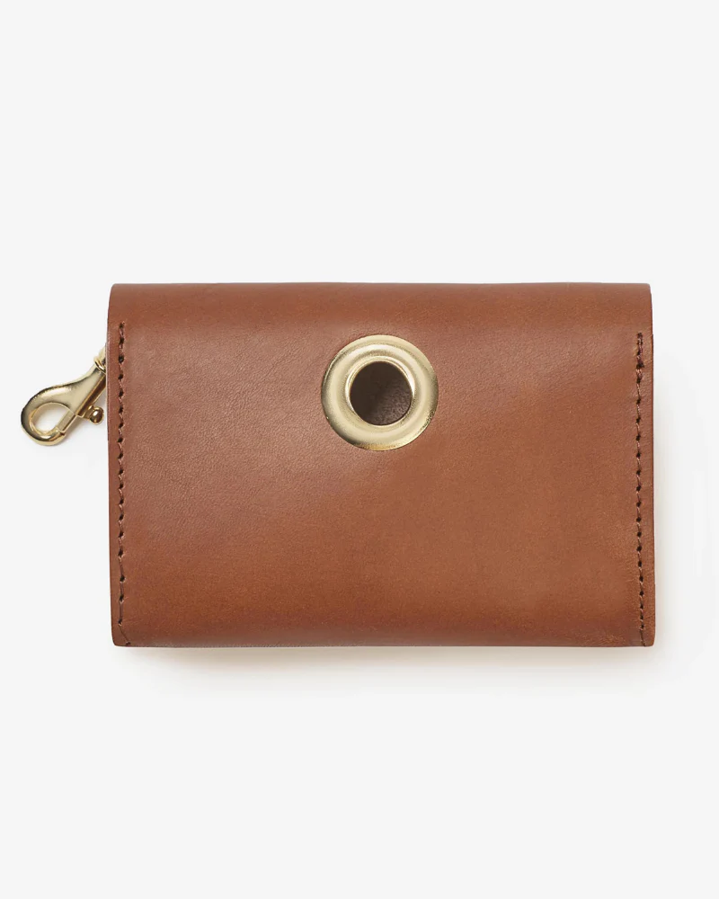 Classic Poop Bag Holder in Cognac Leather (Made in Italy) - Image 2