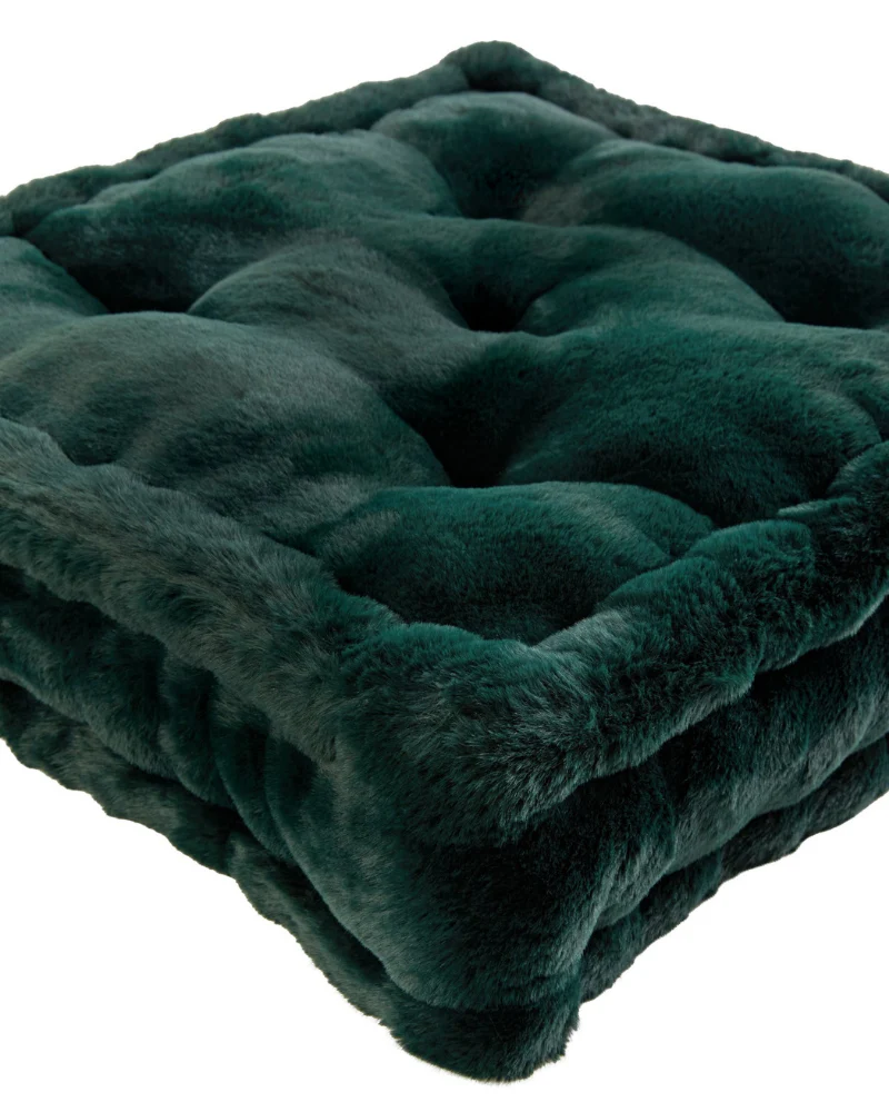 Claudia Faux Fur Mini Dog Floor Cushion in Emerald Green