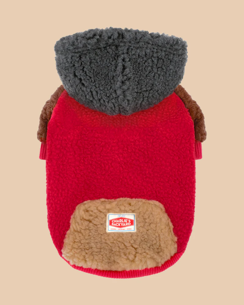 Cooper Plush Fleece Dog Hoodie in Red << FINAL SALE >>