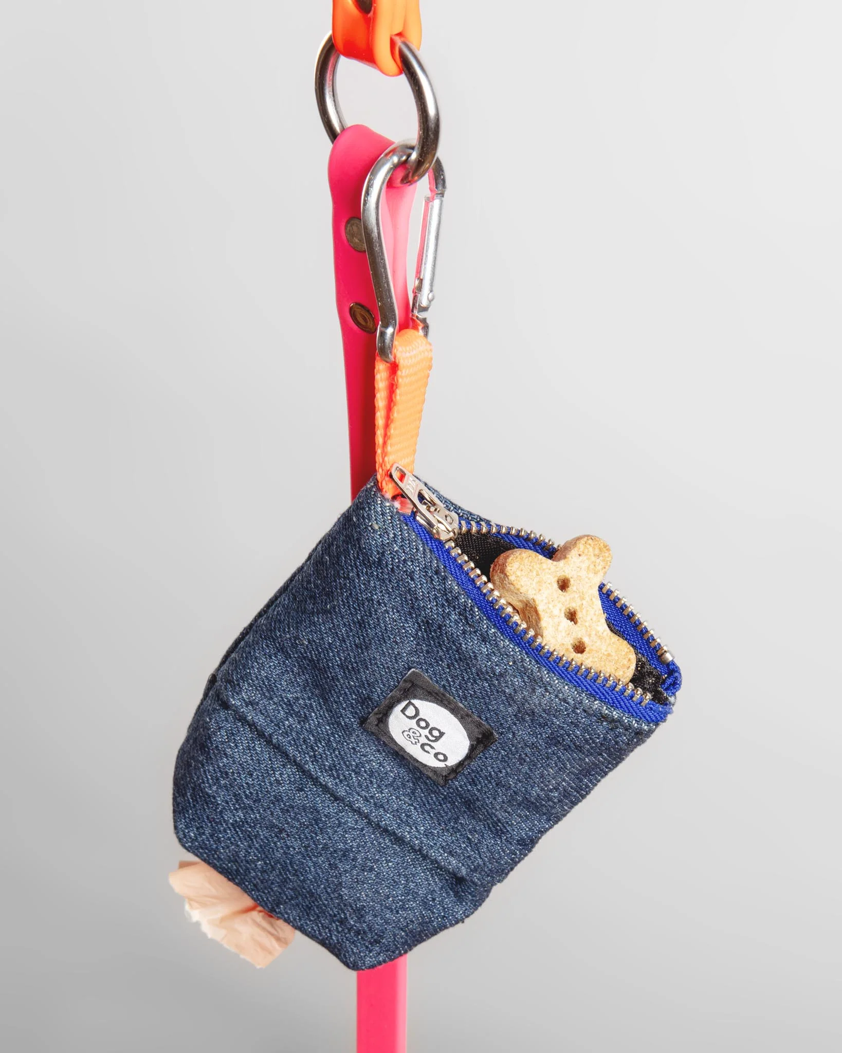 Good Girl Bag Treat + Poop Bag Holder in Denim + Neon (Made in NYC) - Image 3