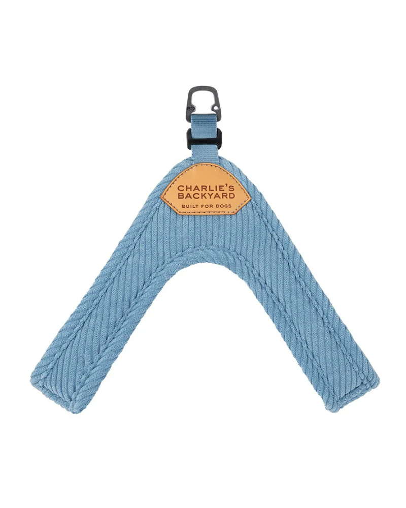 "Roy" Corduroy Buckle Up Easy Dog Harness in Baby Blue - Image 2