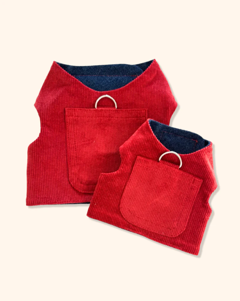 Corduroy Dog Harness in Cherry (Made in the USA) (FINAL SALE) - Image 2