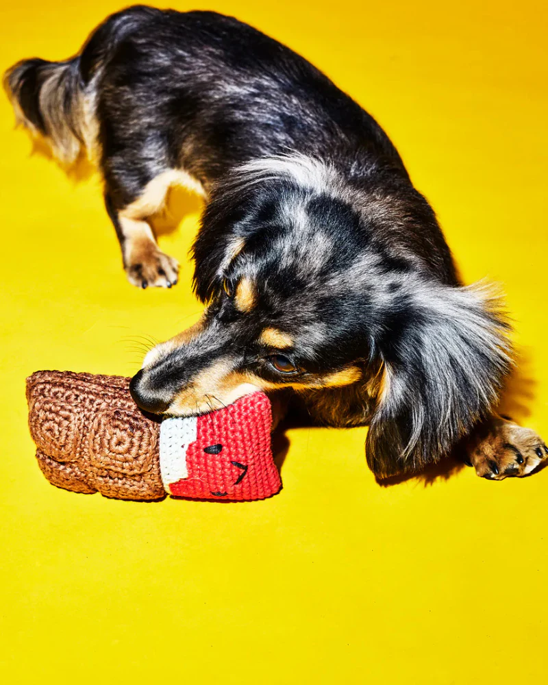 Cotton Crochet Chocolate Squeaky Dog Toy