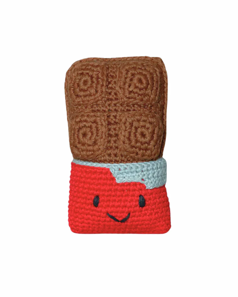 Cotton Crochet Chocolate Squeaky Dog Toy - Image 2