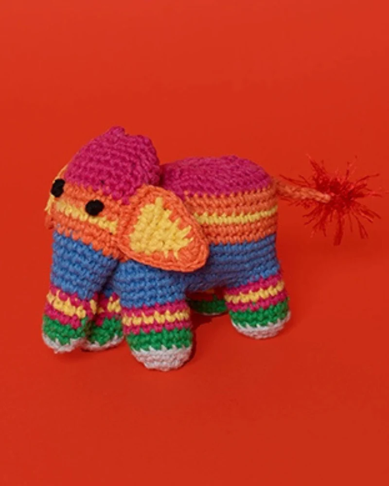 Cotton Crochet Striped Elephant Squeaky Toy for Dogs - Image 3